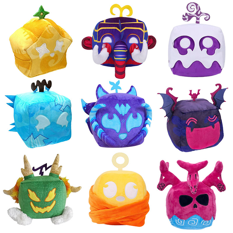 New Kids Cartoon Blox Fruits Anime Game Plush Toy Fruit Leopard Pattern Box Plushies Toy Soft Stuffe