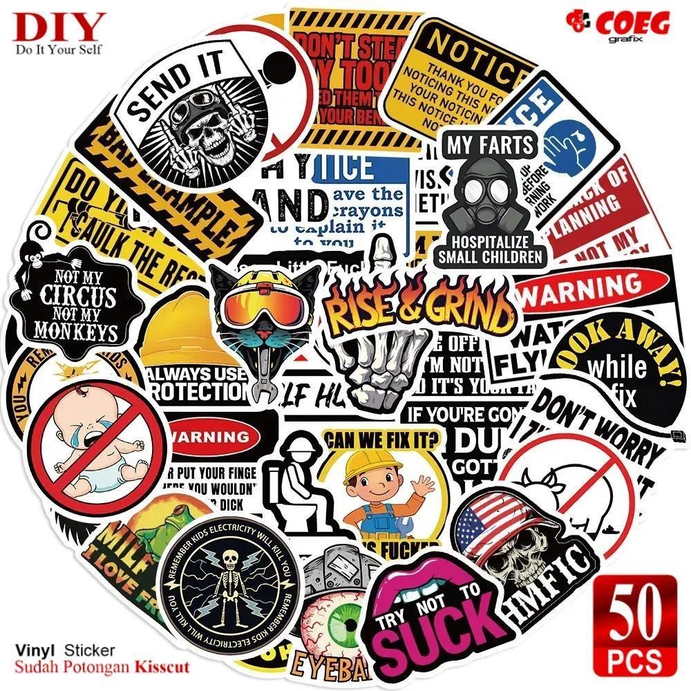 

50 Pcs Stiker Pack Warning Lucu CG51 Sticker Paket Cocok Untuk Helm, Laptop, Buku Diary, Sudah Dicutting