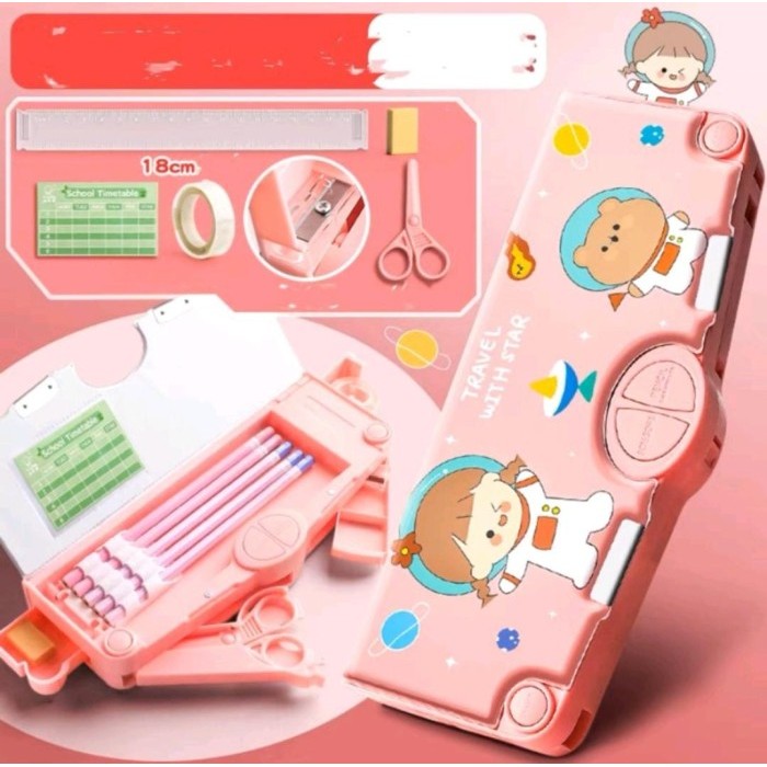 

[New]Best Seller Multifunction Pencil Case 2 Layers / Tempat Pensil Anak Sekolah - Multi bear