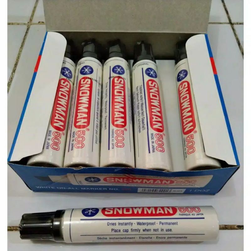 

D3W! Spidol SNOWMAN 500 black Permanent marker hitam besar jumbo