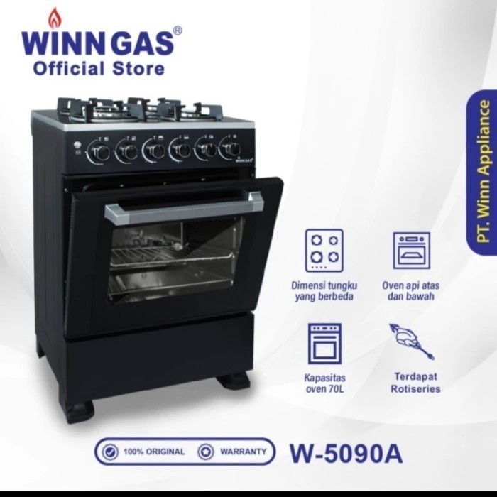Winn Gas Kompor Freestanding W5090 4Tungku + Oven Garansi W-5090