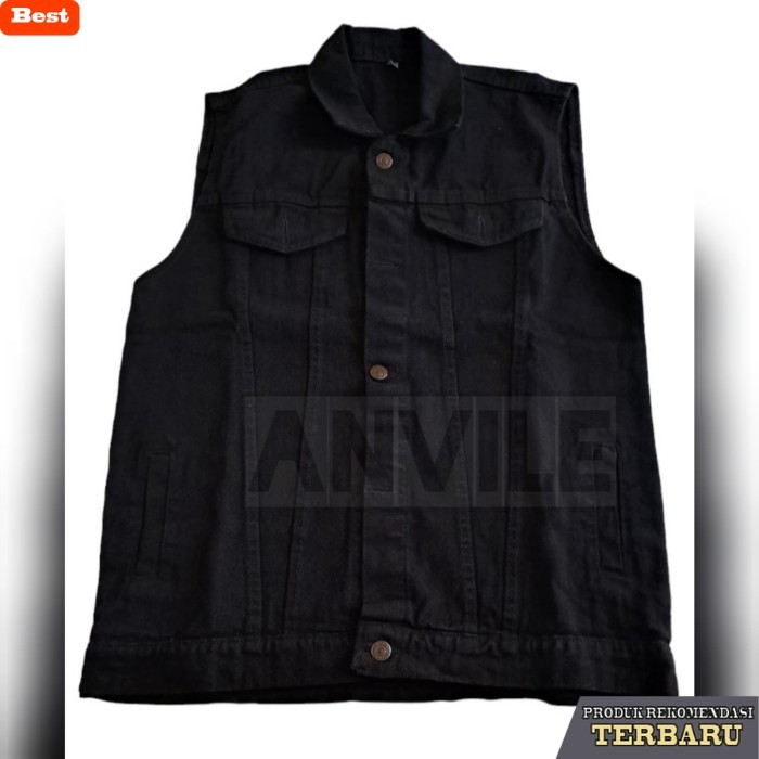 jaket jeans wanita Rompi Pria Wanita Vest Jumbo Jaket Jeans Rompi Motor Tanpa Lengan Navy XXL XXXL X