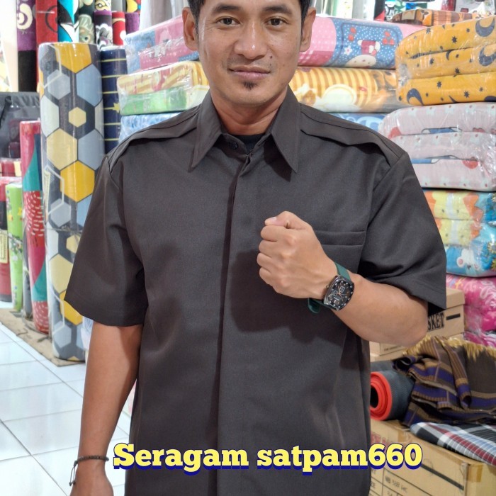 BEST SELLER Baju seragam security satpam paspamres safari coklat terbaru bahan Neo premium - XXL