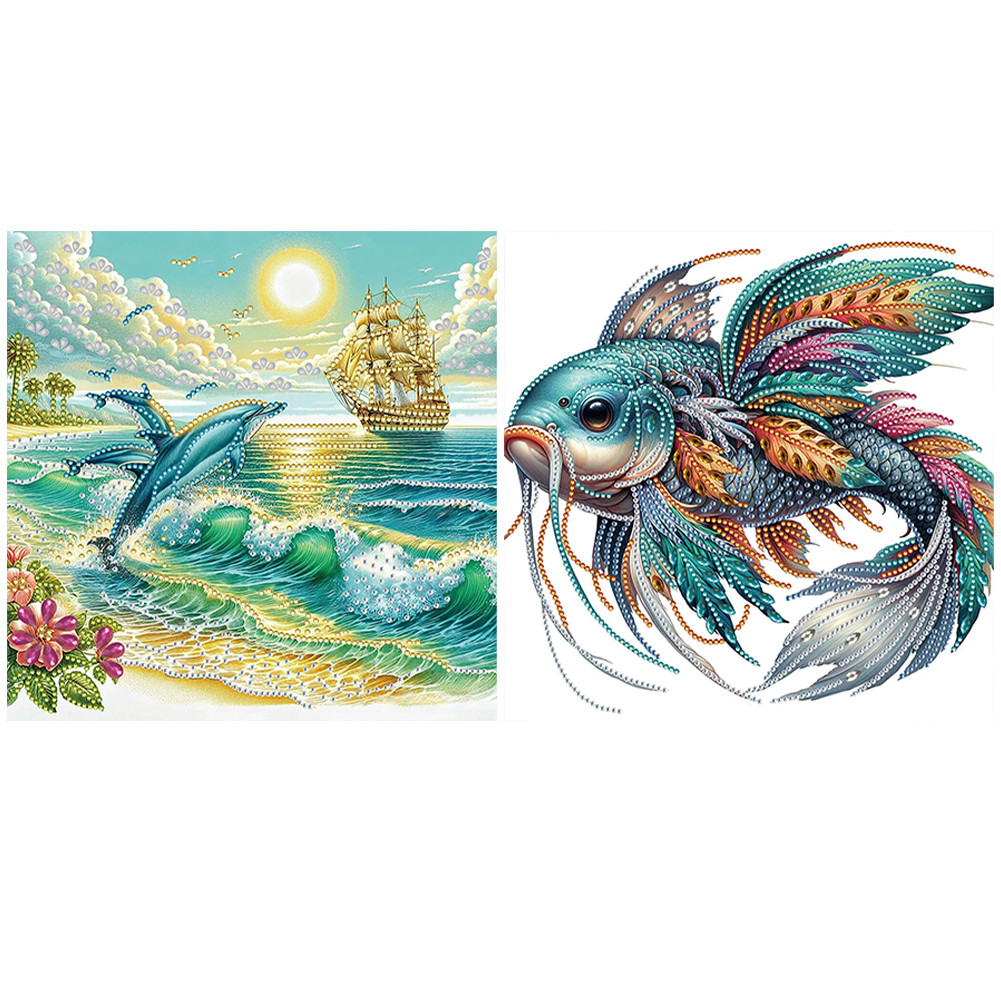 

5D DIY Partial Special Shaped Drill Diamond Painting Kit Fish Decoration