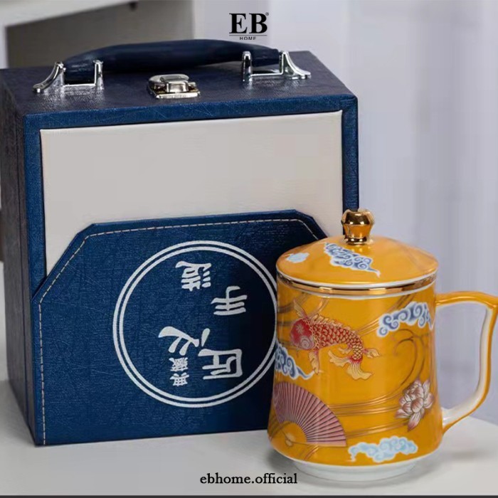 Mug Antik Keramik Teh Saringan Set Hampers Box Gift