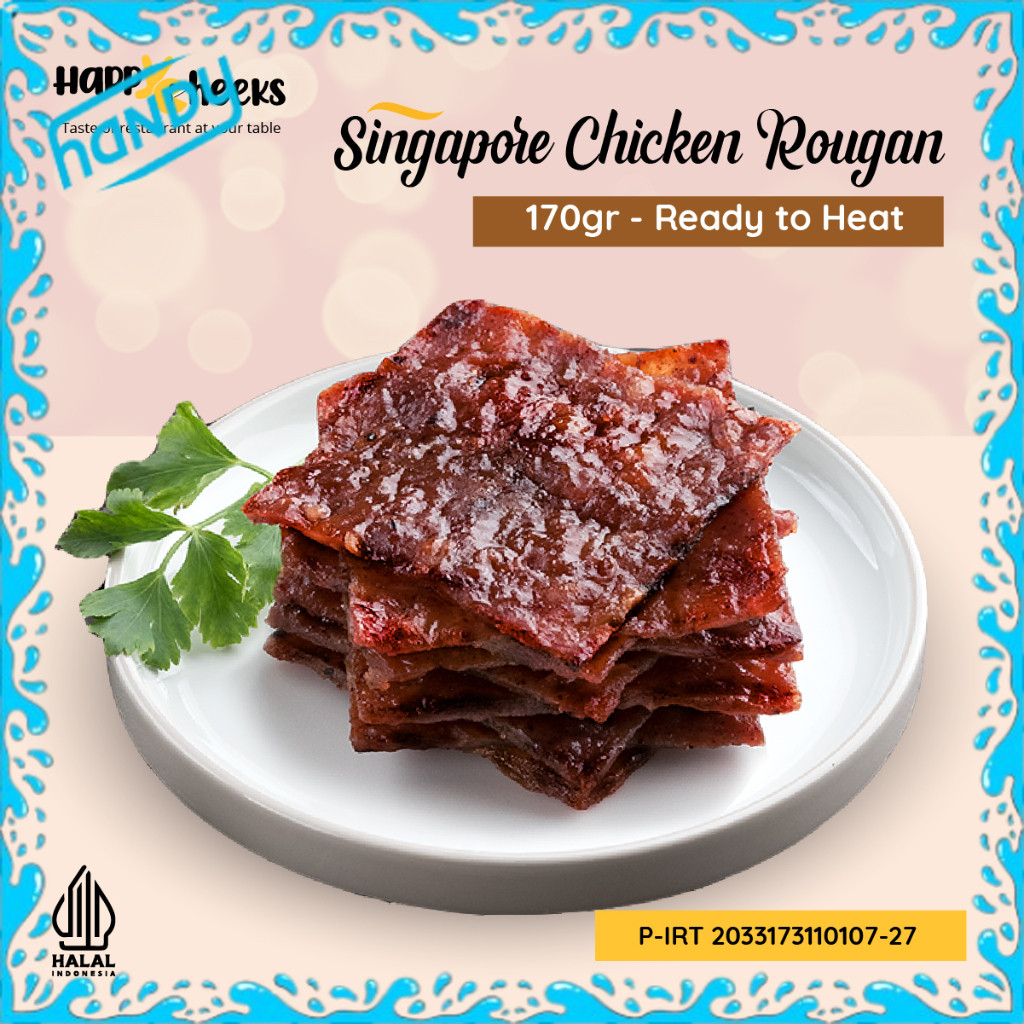 

happYCheeks Singapore Chicken Rougan 170gr / Dendeng Ayam Singapore Halal Premium / Dendeng Ayam Manis Panggang Empuk Enak