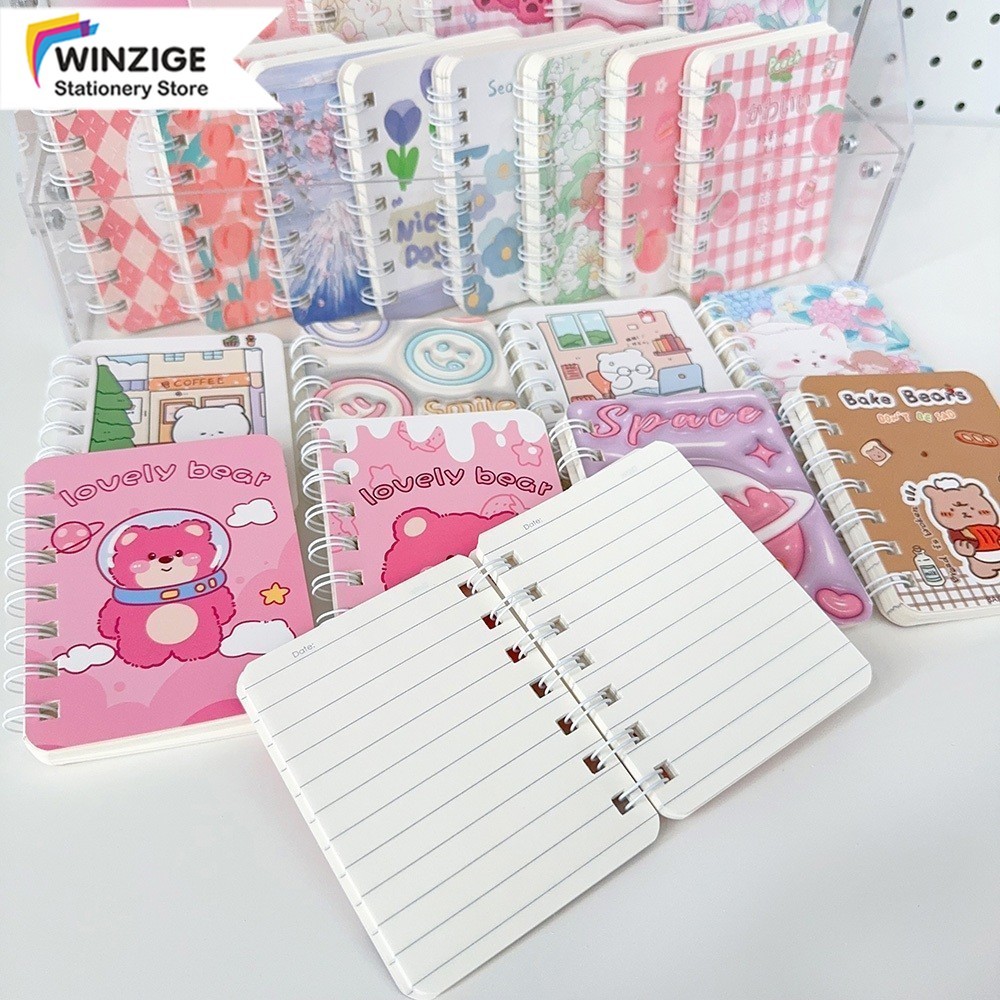 

Winzige 4Pcs Mini Notebook Buku A7 Banyak Design Spiral NoteBook Cute Portable Notepad Lucu Spiral Notebook Aesthetic Korea Spiral Buku Catatan Small Diary Planner