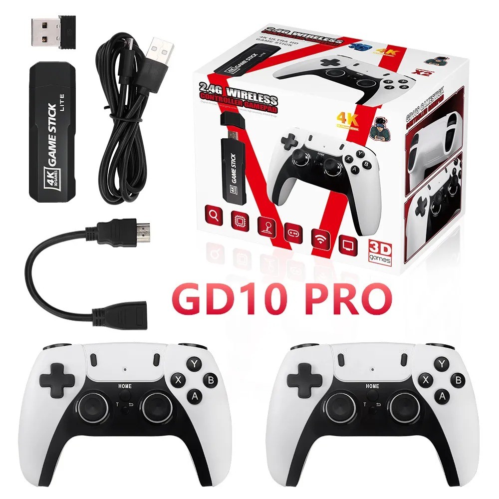 

New GD10 PRO Video Game Stick Console 2.4G Double Wireless Controller Game 4K 58000 Games 256GB Retro Games Boy Christmas Gift