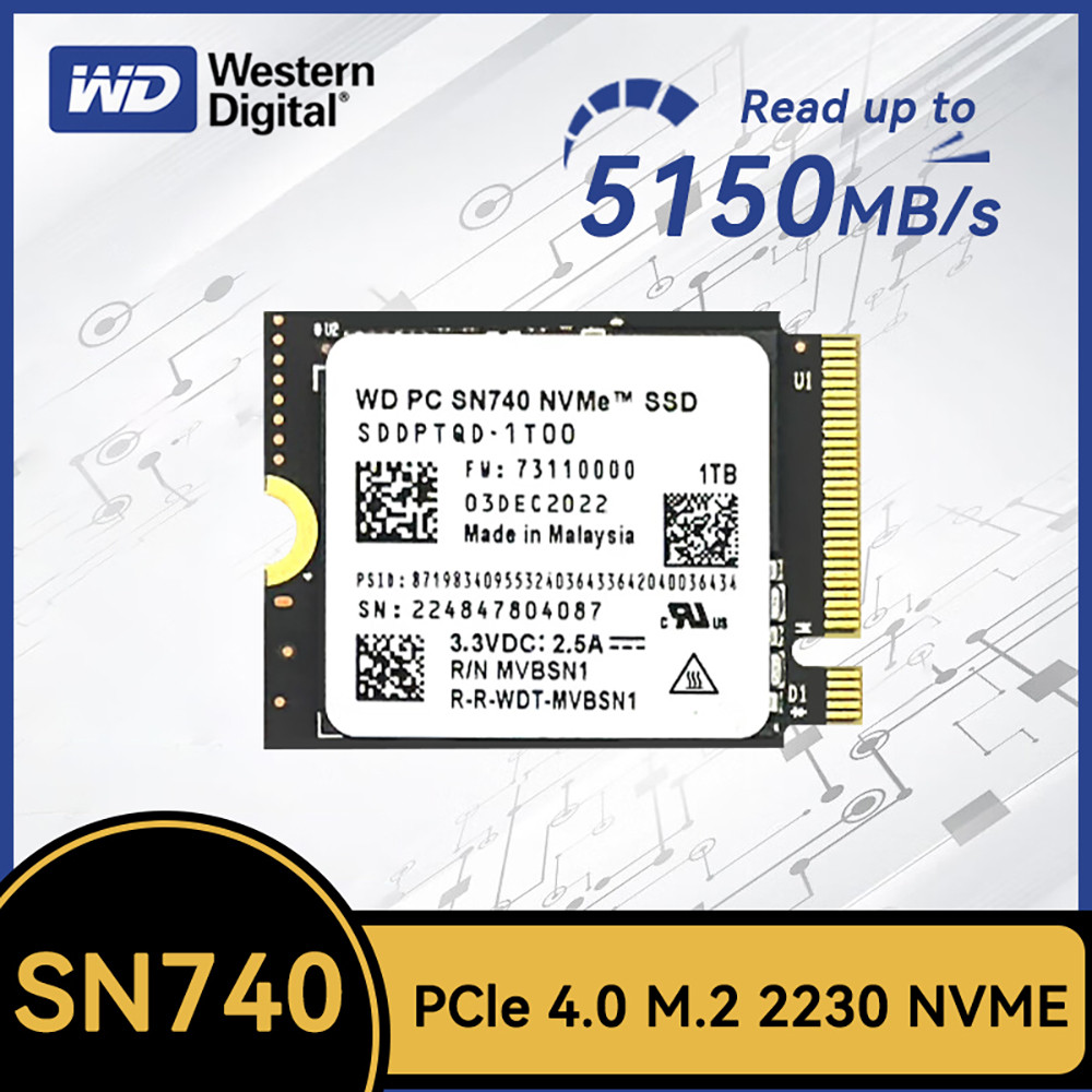 Western Digital WD SN740 2TB 1TB SSD M.2 2230 Gen4 PCIe 4.0 X4 NVMe Solid State Drive for Steam Deck