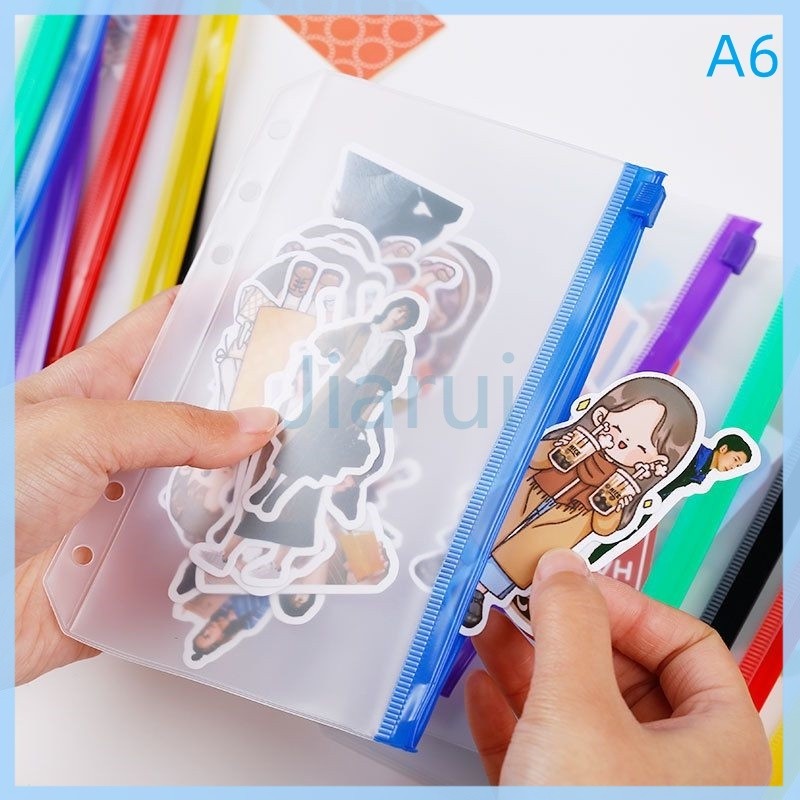 

Jiarui ziplock binder a6/a5/Kantong Serbaguna Pouch Zipper Ziplock Warna Binder 6 Ring