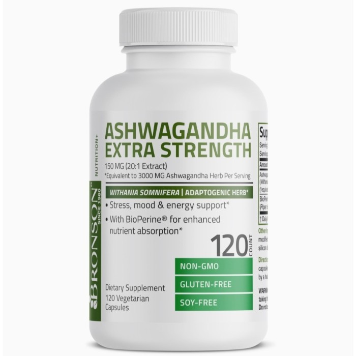 Pipingrock aswagandha 1500 mg isi 120 capsul / pipingrock ashwagandha - Bronson 120