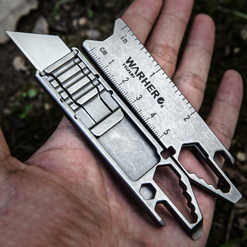 

Titanium Multi-function Knife Trapezoidal Replaceable Blade EDC Paper Cutter Utility Knife Portable Outdoor Woodworking Knife