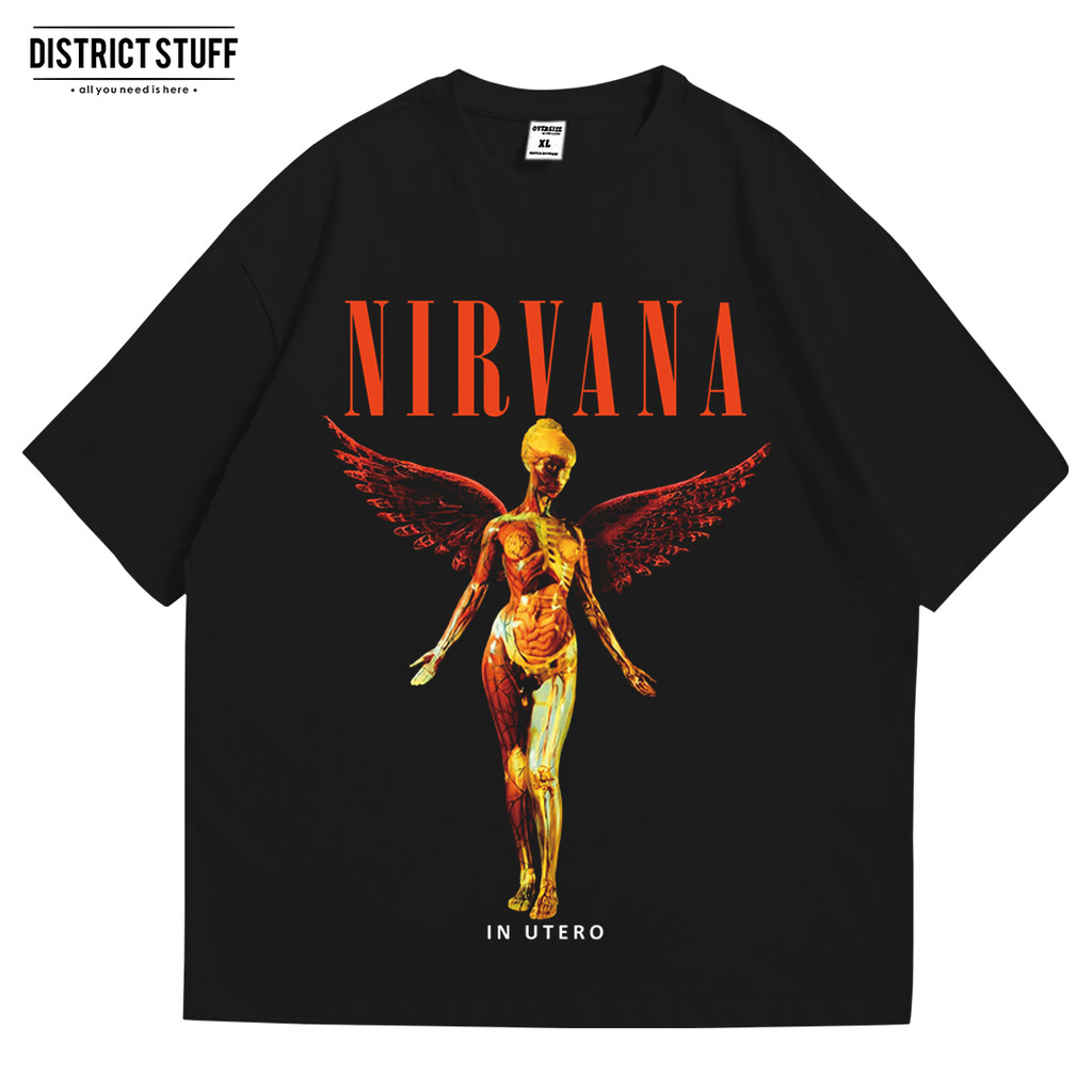 Kaos Band Nirvana In Utero Tshirt Oversize Vintage Pria Wanita