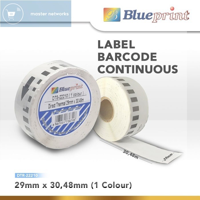 

Blueprint DTS22210 Label Stiker Barcode Brother Ukuran 29mm x 30.48m Continuous 1 Colour Sticker Roll