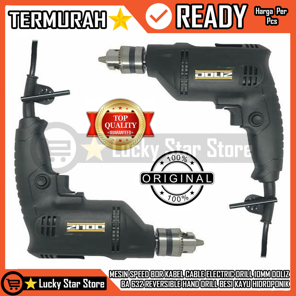 DOLIZ BA632 Mesin Speed Bor Kabel Kabal Cabel Electric Drill 10mm Reversible Hand Dril Dolis BA 632 