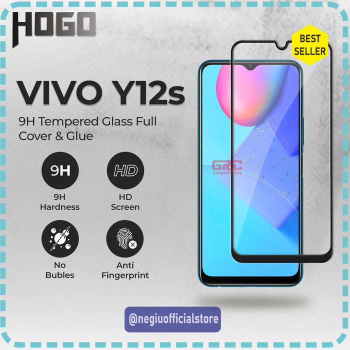 (GFT) Tempered Glass VIVO Y12s HOGO Full Cover Anti Gores Kaca - Hitam