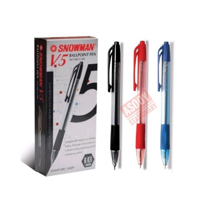 

[New] Pulpen Snowman V5 (12 buah) - Biru