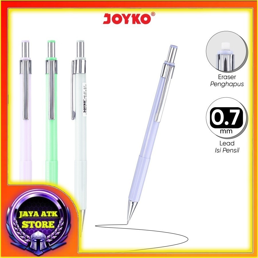 

Joyko Pensil Mekanik MP-57 Metal Clip Color Mechanical Pencil Warna Pastel Isi Kecil 0,7mm Ecer