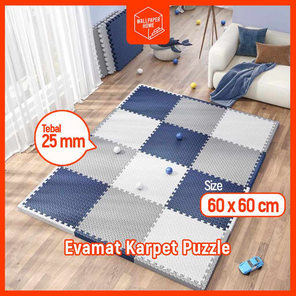 Matras Puzzle Evamat Besar 60x60cm Tebal 25mm Matras Puzzle Karpet Alas Lantai Taekwondo B23