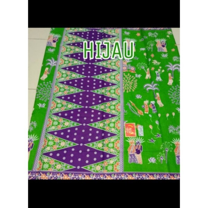 Kain Sarung Batik Ondel Ondel Uk Besar Bahan Katun diJahit Siap Pakai - Biru