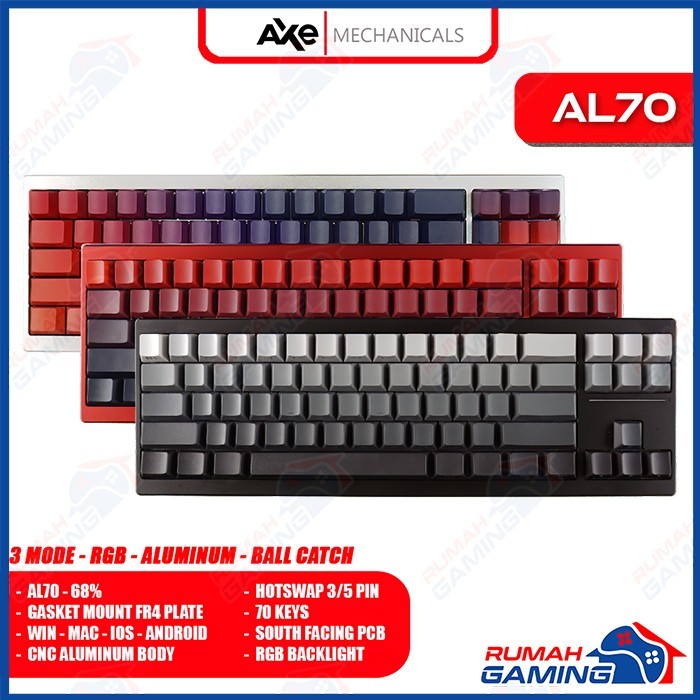 AXE MECHANICALS - AL70 - 68% - 3 Mode - Gasket - South Rgb  - Alumunium - Ball Catch - Mechanical Ke