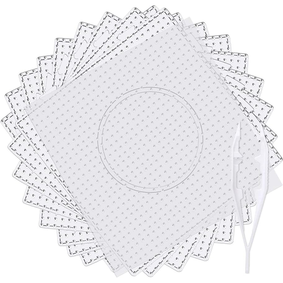 

9pcs 5mm Large Square Fuse Beads Pegboards Plastic Beads Boards with Ironing Paper, Beads Tweezers for Kids Craft Beads