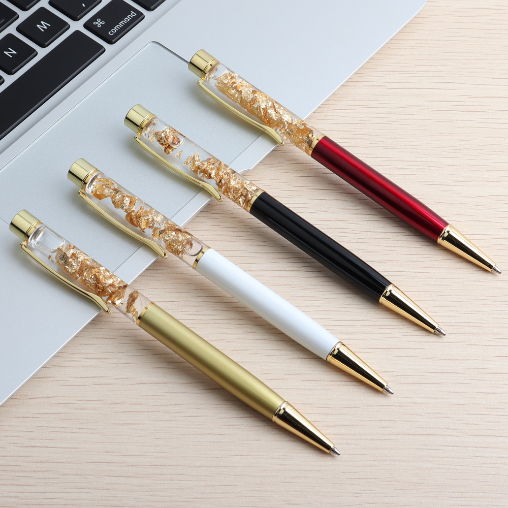 

GENKKY Luxury Ballpoint Pen Flow Oil Crystal Foil Metal Pen Cute Stationary Novelty pens for writing School Office Accessories
