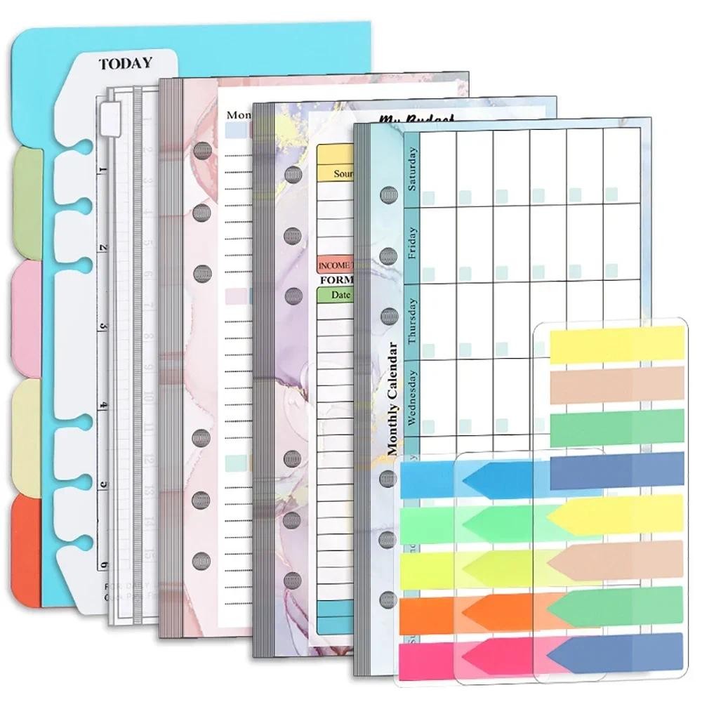 

6 Hole Binder Inner Page Kit Weekly Monthly Planner Budget Page Notepad Stationery School Office Supplies