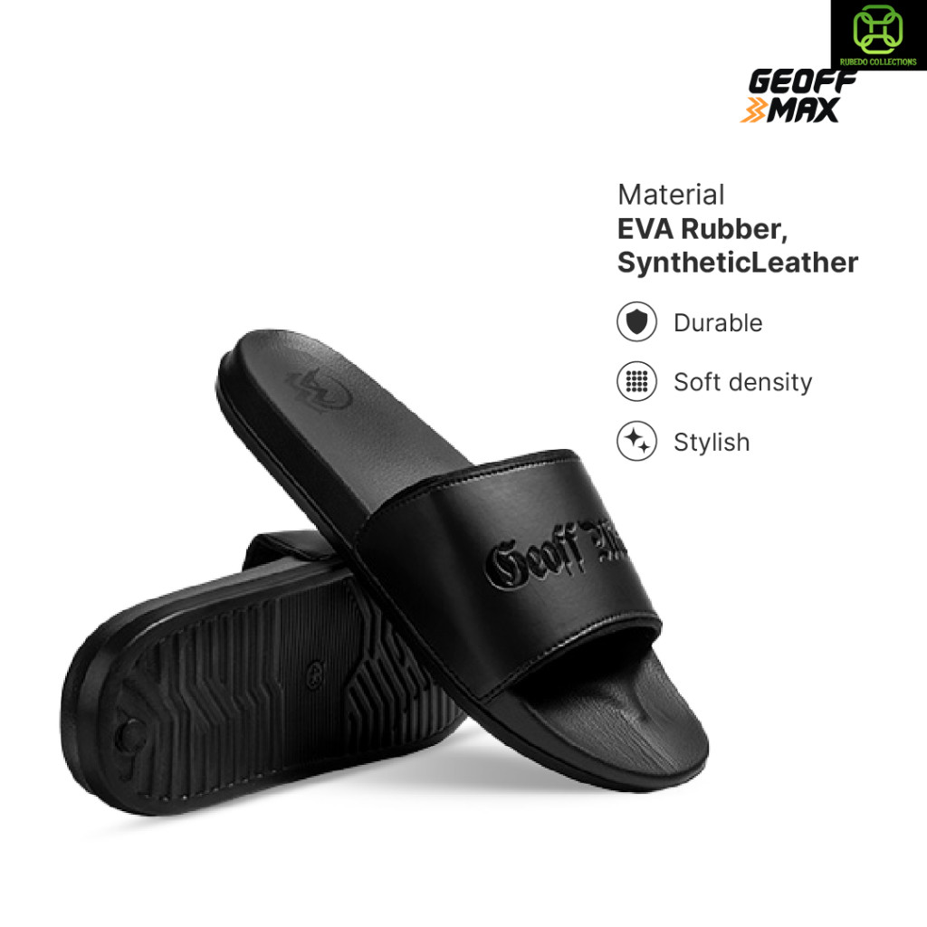 Geoff Max - Alston Black - Sandal Slop Slipper Hitam | Sandal Anti Slip Unisex