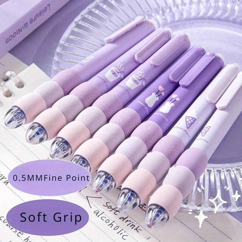 

4PCS set Soft Cloud Grip Erasable Press Gel Pen ST Tip Quick Drying Ballpoint Pen Student 0.5mm Black Ink Office Accessories