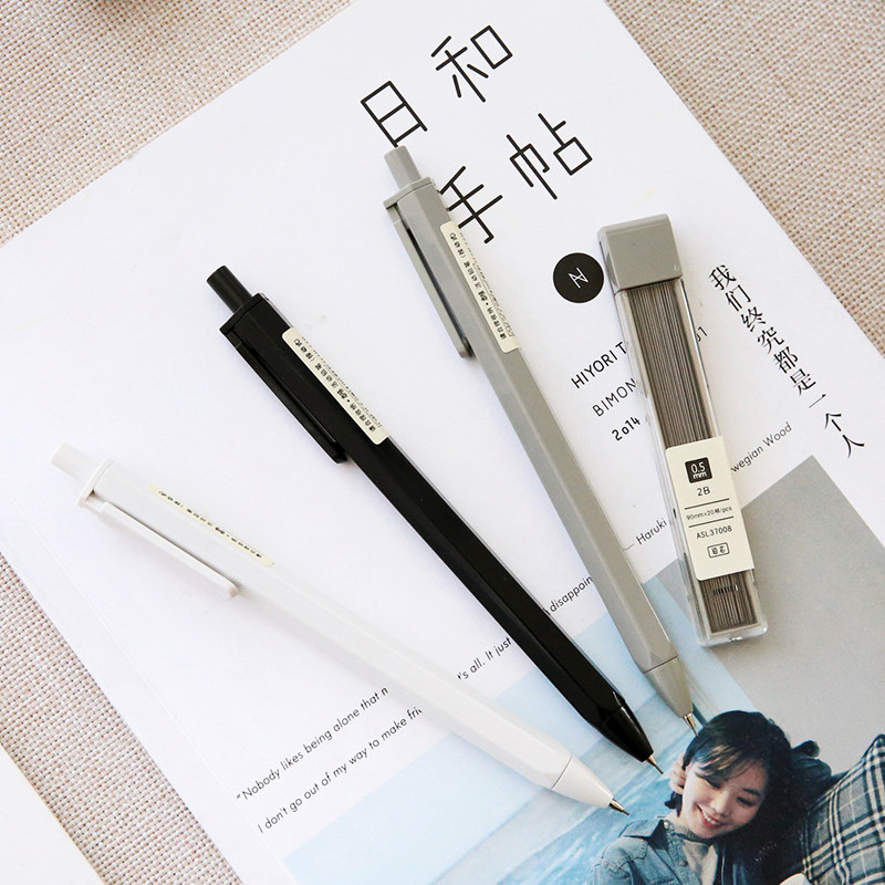 

1pcs 0.5mm 0.7mm Simple STYLE Automatic Pencil Student Press Type Movable Mechanical Pencil School Supplies Stationery