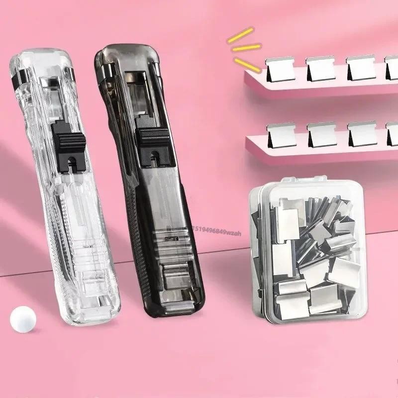 

Document Push Clamp Binder Stationery Clip Stapler Multifunction Paper Storage Artifact School Office Supplies Metal Clip Holder