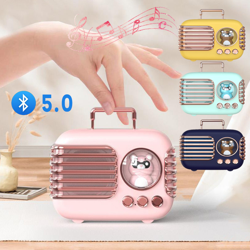 Speaker Mini Bluetooth Speaker Portabel Kecil Kartun Speaker Nirkabel Portabel Luar Ruangan Retro Sp
