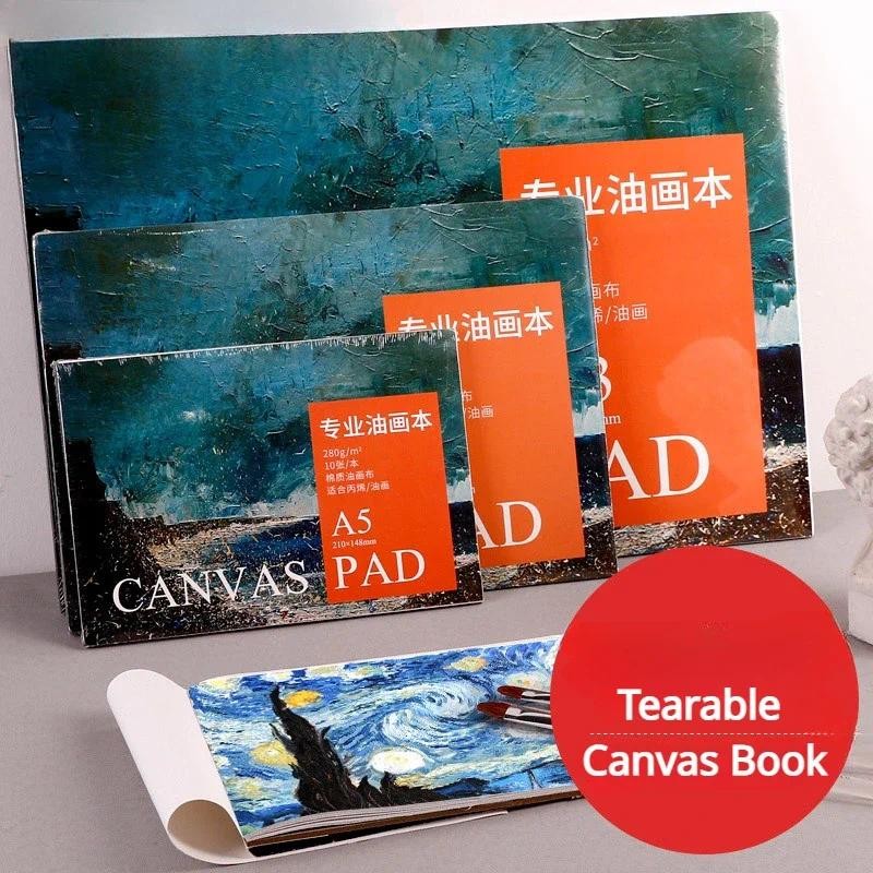 

A4/A5 280g Oil Painting Blank Canvas Book Oil Painting Paper Tearable Acrylic Book Beginner Practice 10 Sheets Art Supplies