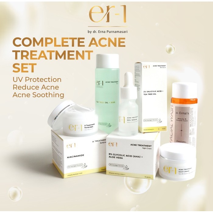 er-1 by dr. Erna Complete Acne Treatment Set 5 Pcs - Skincare Jerawat