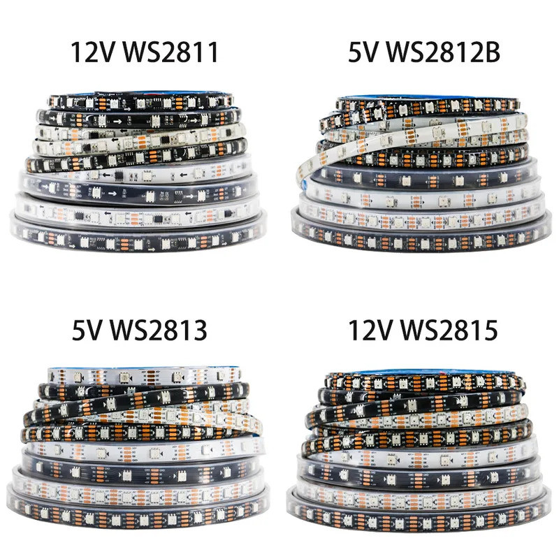 【Barang spot】WS2812B WS2811 WS2813 WS2815 5050 RGB Lampu Strip LED Cerdas WS2812 IC yang Dapat Diala
