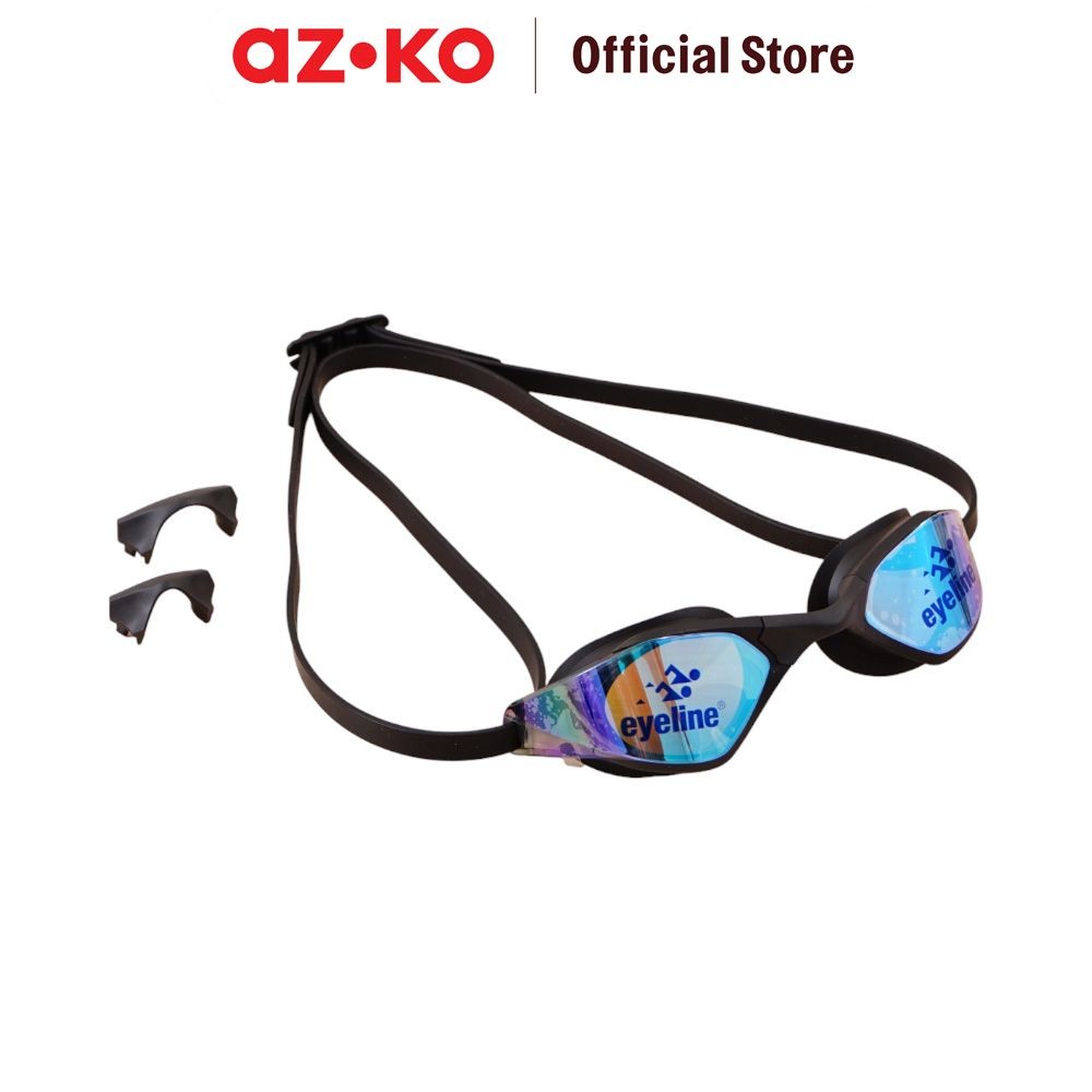 AZKO Eyeline Slash Kacamata Renang Mirror - Hitam/Biru Safety Swimming Goggles Peralatan Renang Perl