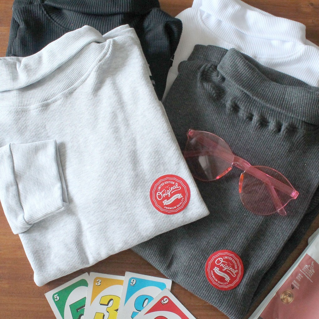 USEM.CO Rib Turtleneck Anak Premium Tebal Kerah Tinggi/Turtleneck Anak Lengan Panjang