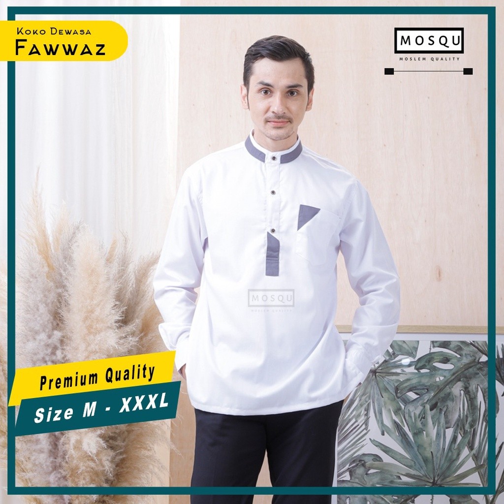 Baju Koko Pria Lengan Panjang Model Fawwas Bahan Toyobo Premium