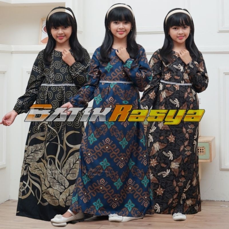 Baju Batik Anak Perempuan Usia 2-12 Tahun - Dress Anak - Gamis Batik Anak