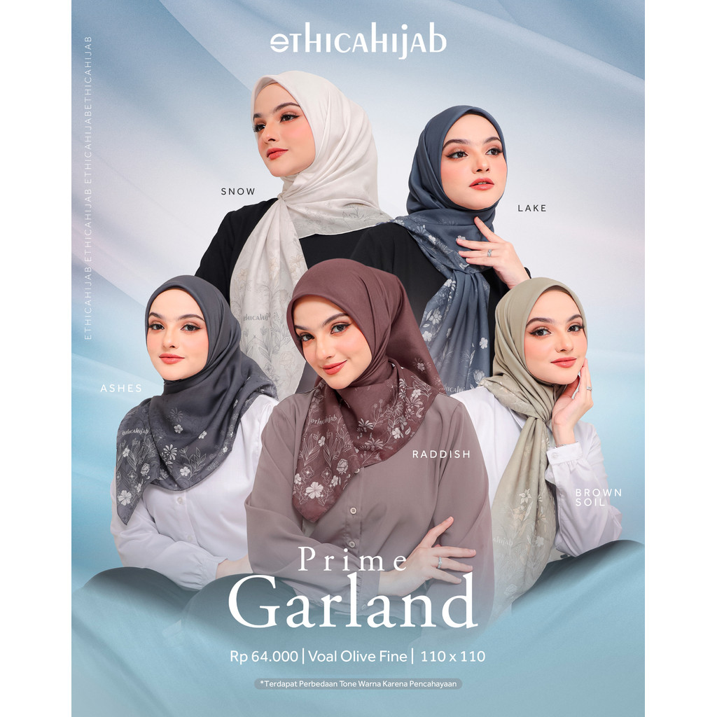 Original- Hijab Segi Empat Motif Simple Prime Garland by Ethica Hijab scraft Premium