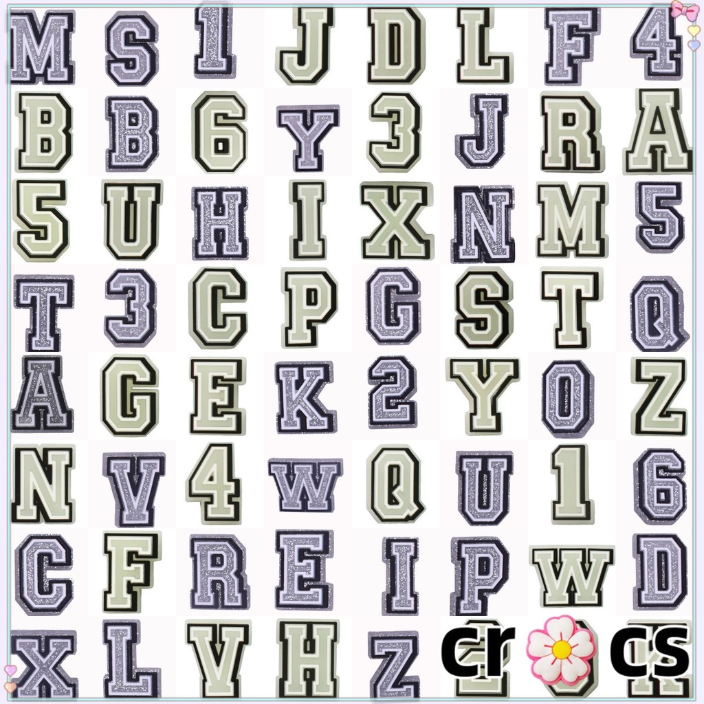 Crocs Jibbitz AHG Pin Sandal Bercahaya Bentuk Angka Huruf Glowing in The Dark< Pins Charm> Putih Unt