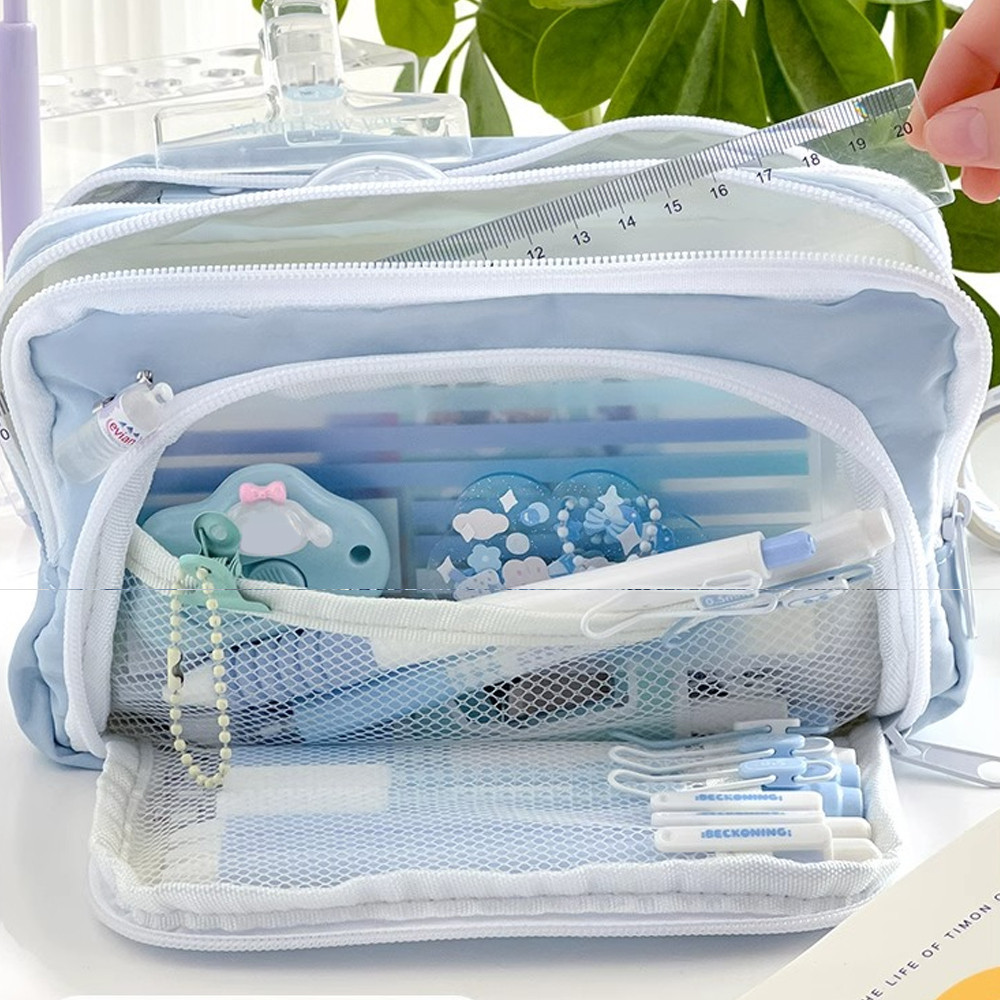 

[DOTDING] Tempat Alat Tulis Siswa Aesthetic - Tas Pensil Besar Material + Resleting Premium Desain