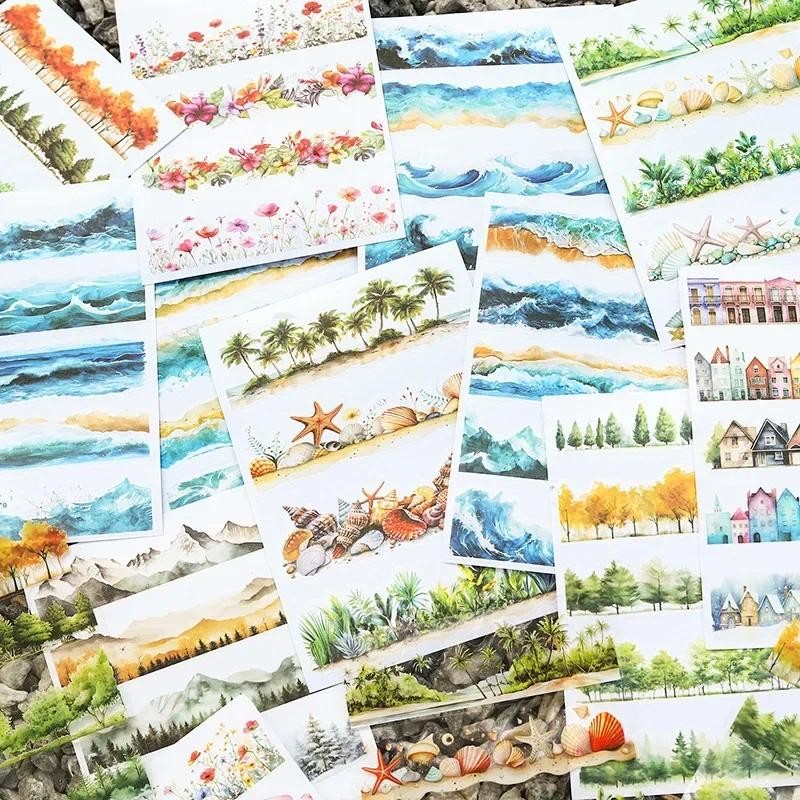 

Mr. Paper, Beach Conch Mountain Forest Flower Stickers, Scrapbook Notebook Phone Case Diary Decorative Stickers, 20 sheets/book