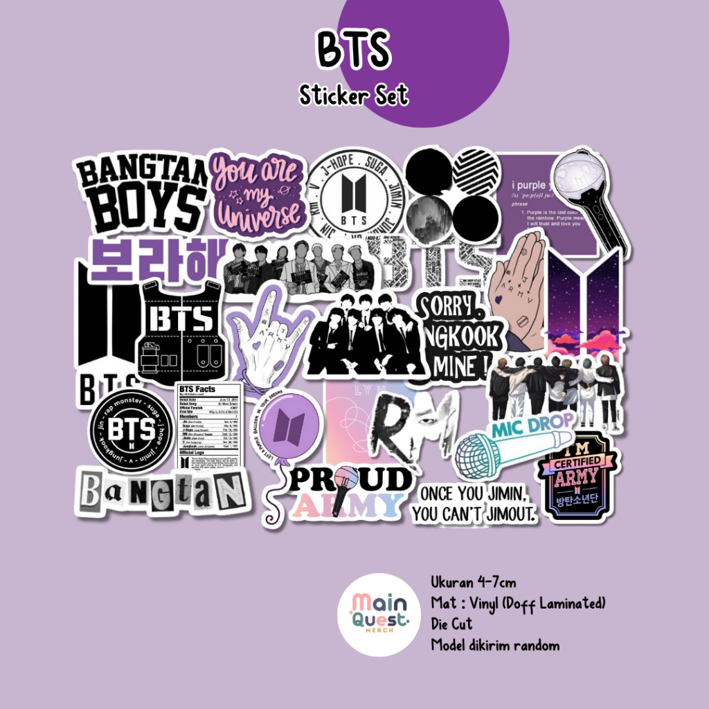 

TERLARIS PREMIUM Sticker BTS | Sticker Aesthetic / Sticker Tumblr / Sticker Laptop / Sticker Anti Air / Sticker Vinyl Die Cut / Sticker Kpop / Sticker Cute