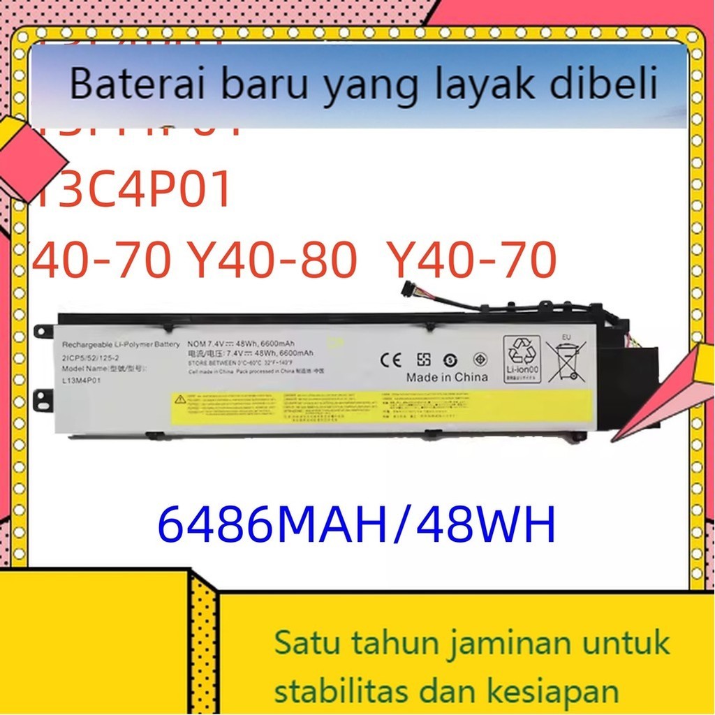 Baterai Lenovo Baru Y40-70 Y40-80 Y40 laptop L13M4P01 cocok untuk Lenovo Y40