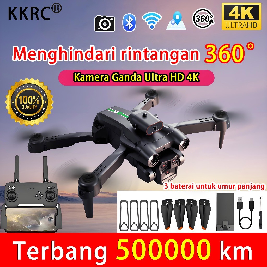 drone jarak 10 km original KKRC Pro drone kamera jarak jauh Pengembalian GPS 4K Dual Kamera Avoid Ob