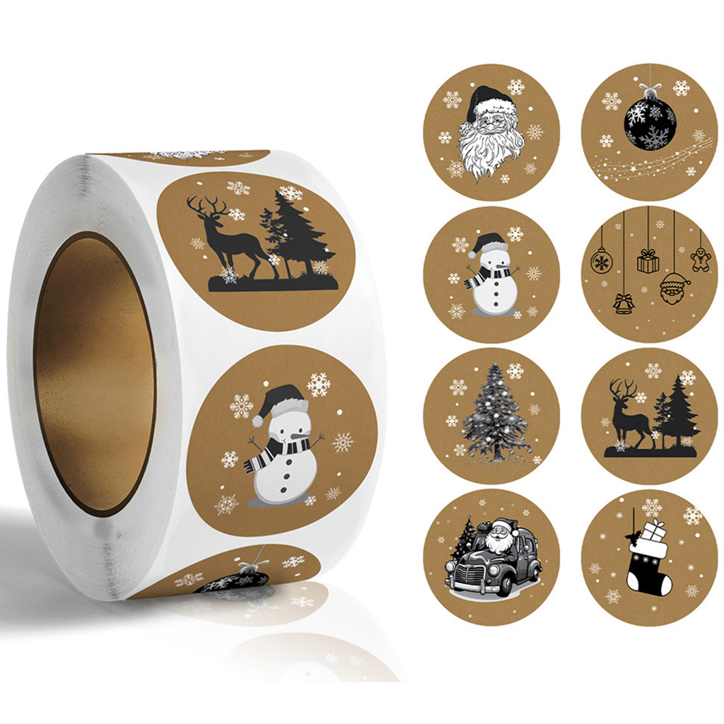 

100-500pcs Kraft Paper Stickers Gift Decoration Sticker For Package Stationery Stickers Happy Decoration Seal Label