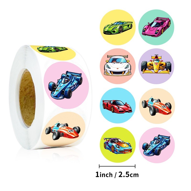 

500PCS Cartoon Speed Car Sticky Paper Sticker Labels Thank You Sticker Sealing Stationery Supplies DIY Decoration Scrapbooking