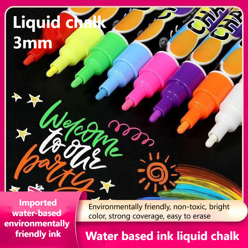 

Liquid Chalk Colored Dust-free Water-soluble Chalk Non Dirty Hand Erasable LED Fluorescent Board Pen Water-based Ink